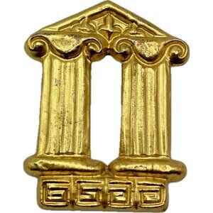 Signed TAKI Vintage Designer 975 Sterling Silver Gold Gilt Greek Pillar Brooch